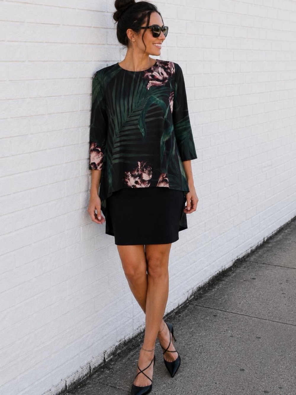 Ted Baker Danetta Palm Floral Layered Tunic Dress Medium
